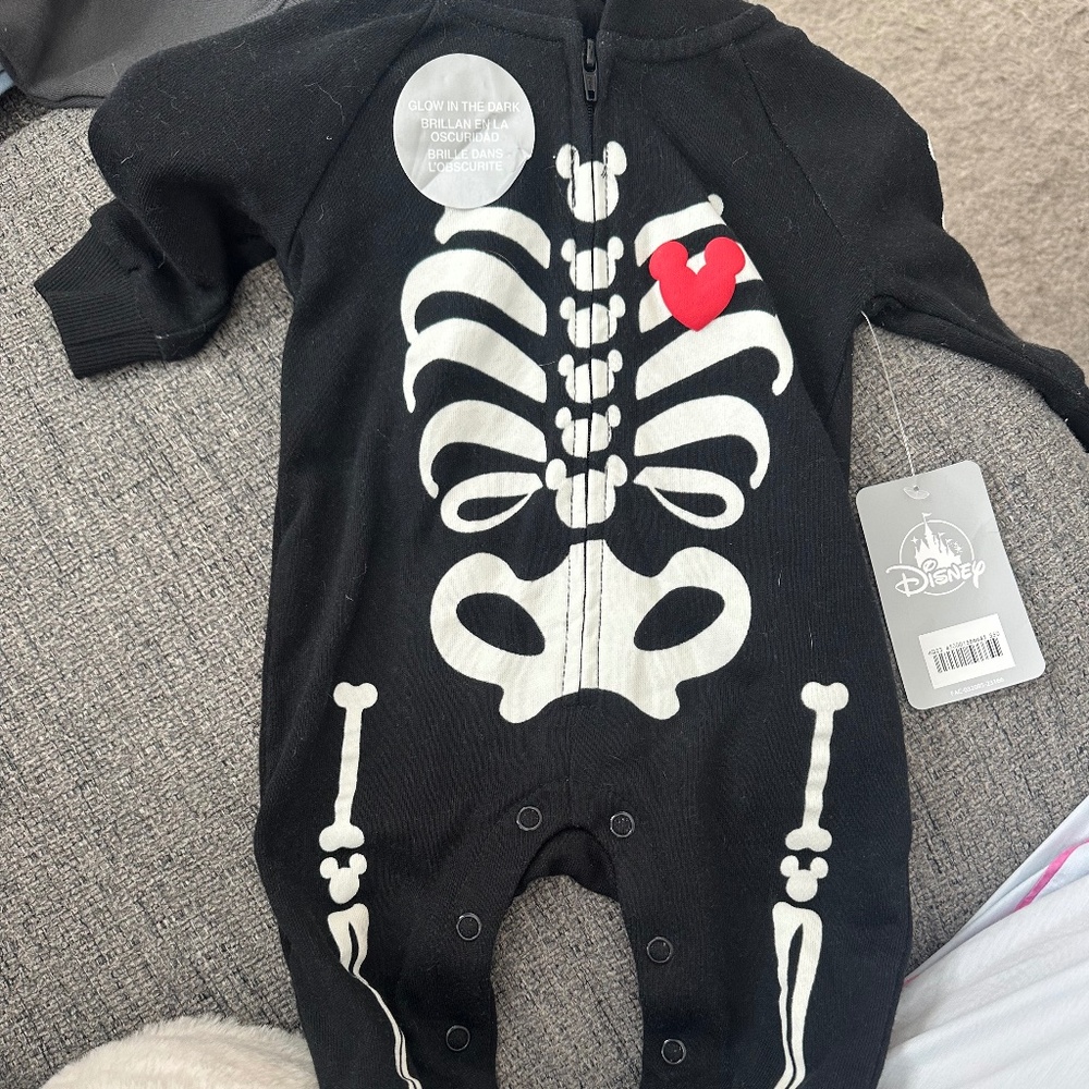 MICKEY SKELETON GLOW IN DARK 0-3 INFANT